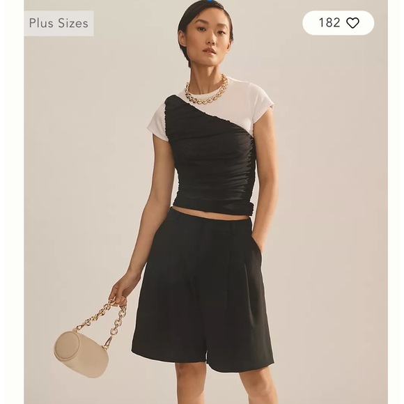 NWT By Anthropologie One-Shoulder Ruched Crop Top - Picture 6 of 10